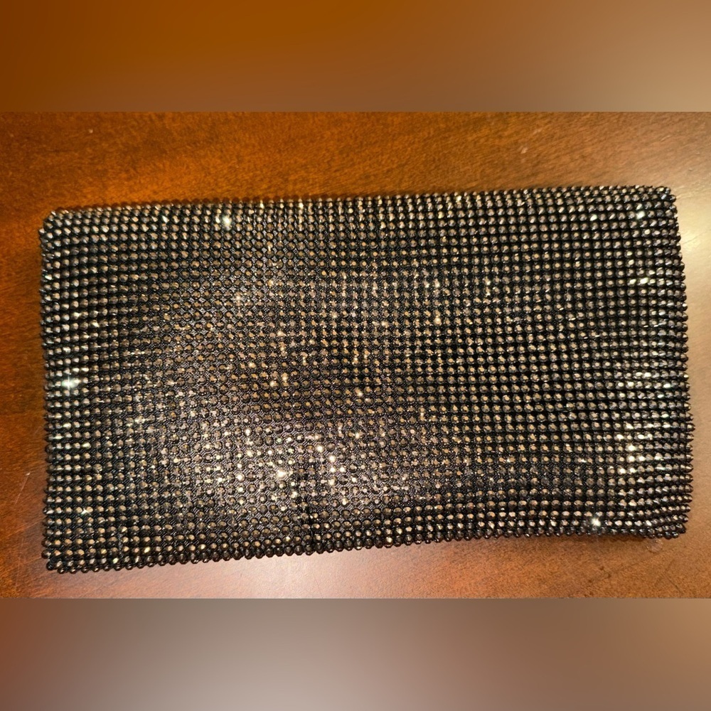 Jessica McClintock Black and Silver Rhinestone Clutch - Picture 3 of 4